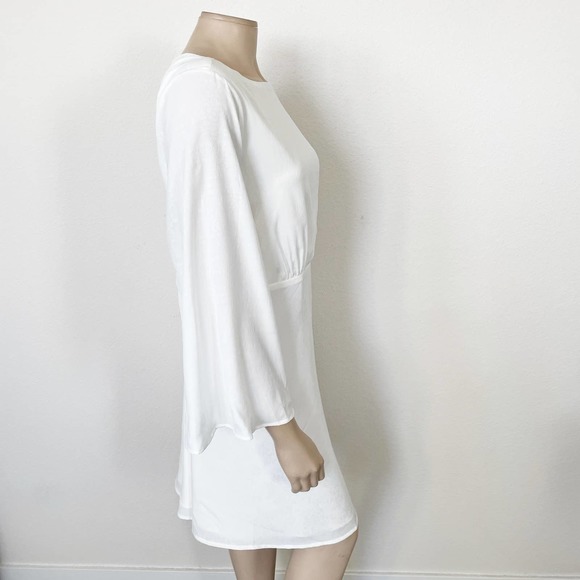 [Modcloth] Lily White Loveliness Babydoll Dress Jacquard Bell Sleeves NWT Sz 1X - Picture 8 of 12